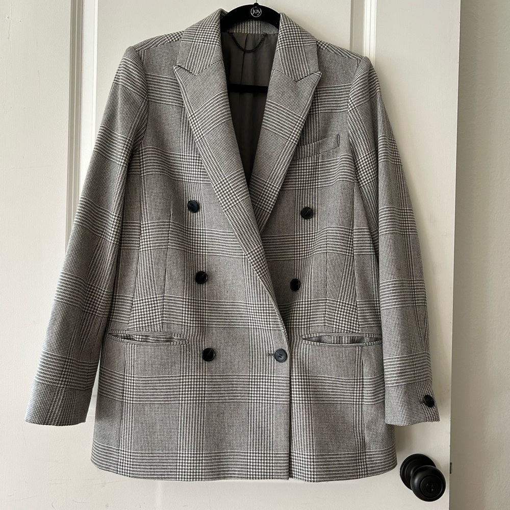 Classic All Saints Gray Plaid Blazer